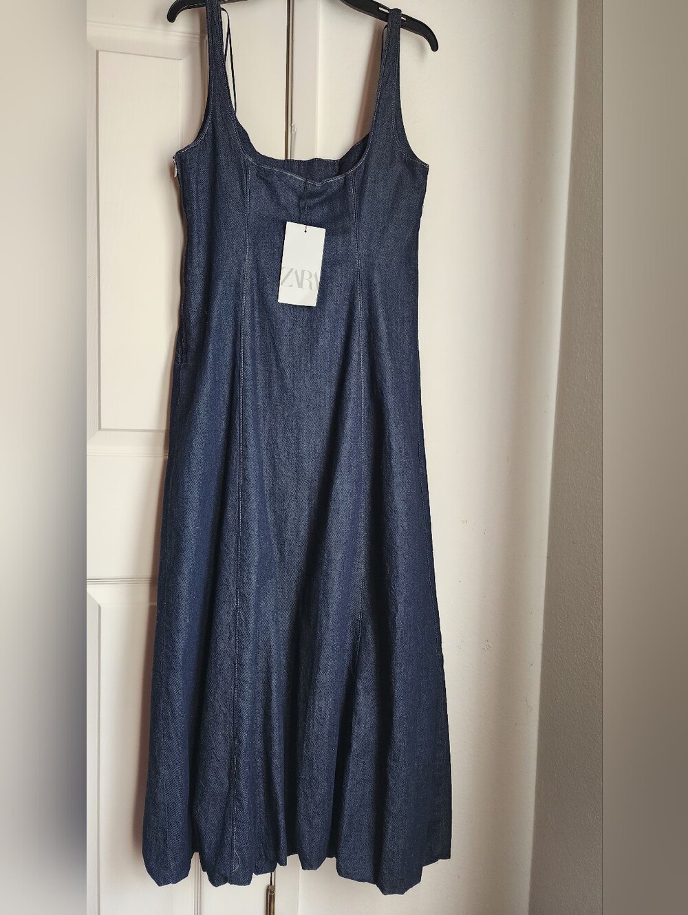 NWT ZARA Denim Baloon Dress- Dark Indigo Maxi - Picture 5 of 6